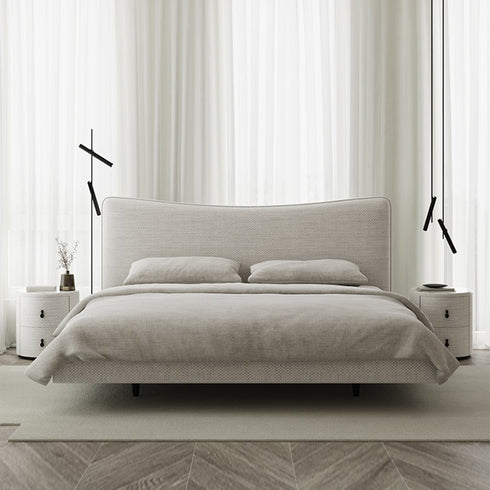 Altresha Linen Fabric Minimalist Floating Bed Frame